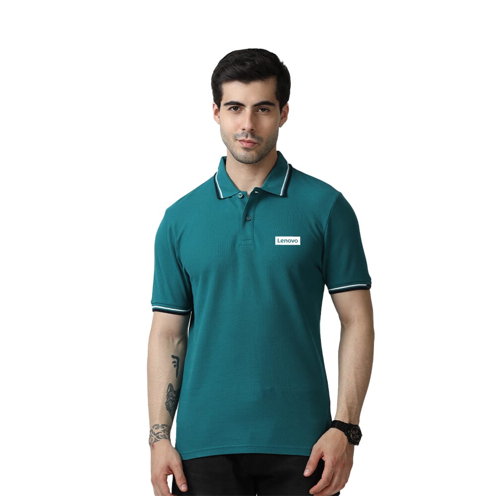 Marks & Spencer Polo T-shirt -Green With Black and White Tipping